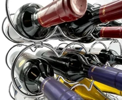 Sorbus® 3-Tier Stackable Wine Rack - Round Classic Style Wine Racks For Bottles - Perfect For Bar, Wine Cellar, Basement, Cabinet, Pantry, Etc - Hold 12 Bottles, Metal (Round Silver) -Best Furniture Store 61ZGSvFwDyL