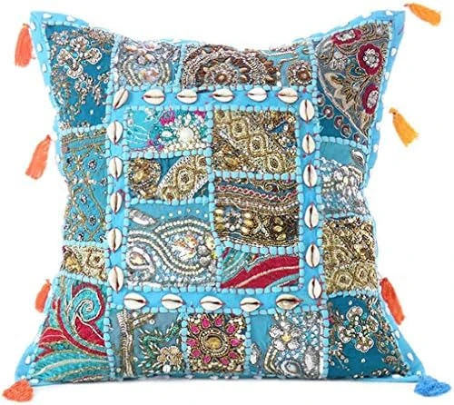 Eyes Of India - 22 X 12 Purple Patchwork Round Pouf Pouffe Ottoman Cover Floor Seating Bohemian Accent Boho Chic Indian Handmade 13 Eyes Of India - 22 X 12 Purple Patchwork Round Pouf Pouffe Ottoman Cover Floor Seating Bohemian Accent Boho Chic Indian Handmade - Image 13