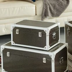 Vintiquewise Faux Leather Storage Trunk Set Of 3 7 Vintiquewise Faux Leather Storage Trunk Set Of 3 -Best Furniture Store 61hyQyw1rKS