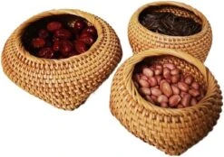 YSJX Kitchen&bedroom Storage Accessories 4pcs/lot Rattan Weaving Chess Box Tea Ceremony Small Basket Key Chain Accessories Basket Needle Thread Small Storage Box ( Size : A 12x9x6cm ) -Best Furniture Store 61iYAcWsGaL. AC 1