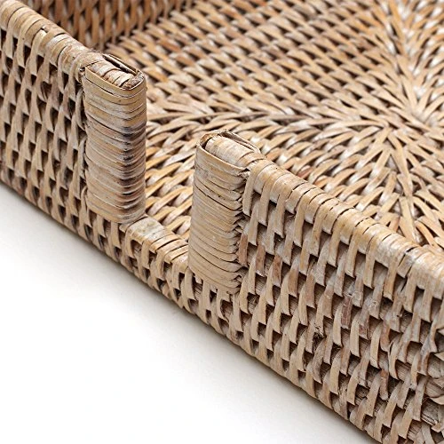 Caspari Rattan Wine Bottle Coaster In White Natural 2 Caspari Rattan Wine Bottle Coaster In White Natural - Image 2