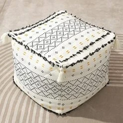 Blue Page Boho Neutral Decorative Square Unstuffed Pouf - Braided Handwoven Casual Ottoman Pouf Cover With Tassels And Cute Soft Tufted Footrest/Cushion For Bedroom Living Room, 18" X18”x16 27 Blue Page Boho Neutral Decorative Square Unstuffed Pouf - Braided Handwoven Casual Ottoman Pouf Cover With Tassels And Cute Soft Tufted Footrest/Cushion For Bedroom Living Room, 18" X18”x16 -Best Furniture Store 61jwhZFa6PL. AC
