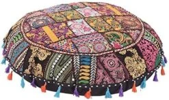 KLAVATE Indian Handmade Vintage Patchwork Cotton Boho Chic Bohemian Hand Embroidered Decorative Ethnic Foot Stool Round Floor Pillows & Cushion Cover Seating Pouf Ottoman (Purple, 18 Inch) 19 KLAVATE Indian Handmade Vintage Patchwork Cotton Boho Chic Bohemian Hand Embroidered Decorative Ethnic Foot Stool Round Floor Pillows & Cushion Cover Seating Pouf Ottoman (Purple, 18 Inch) -Best Furniture Store 61klLltlBDL. AC