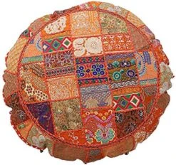 KLAVATE Indian Handmade Vintage Patchwork Cotton Boho Chic Bohemian Hand Embroidered Decorative Ethnic Foot Stool Round Floor Pillows & Cushion Cover Seating Pouf Ottoman (Purple, 18 Inch) 27 KLAVATE Indian Handmade Vintage Patchwork Cotton Boho Chic Bohemian Hand Embroidered Decorative Ethnic Foot Stool Round Floor Pillows & Cushion Cover Seating Pouf Ottoman (Purple, 18 Inch) -Best Furniture Store 61lPahnCLWL. AC