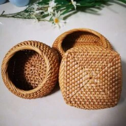 YSJX Kitchen&bedroom Storage Accessories 4pcs/lot Rattan Weaving Chess Box Tea Ceremony Small Basket Key Chain Accessories Basket Needle Thread Small Storage Box ( Size : A 12x9x6cm ) -Best Furniture Store 61n7309HGhL