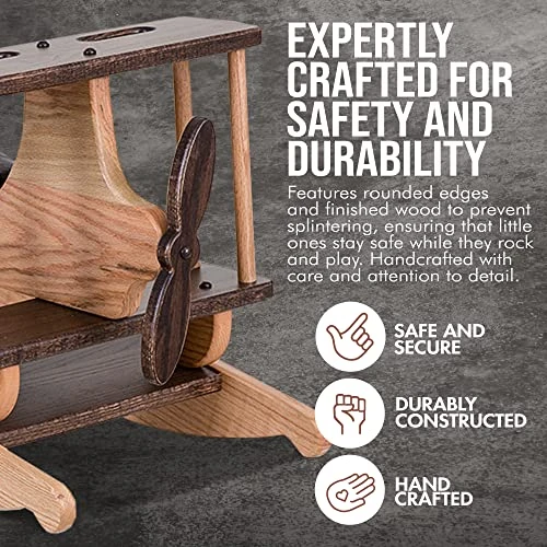 Amish Made Solid Oak Wood Children's Airplane Chair For Toddler - Perfect Rocking Chair For Kids - Children's Wooden Rocking Chair - Toddler Wooden Rocker - Ideal Baby / Kids Room Furniture 2 Amish Made Solid Oak Wood Children's Airplane Chair For Toddler - Perfect Rocking Chair For Kids - Children's Wooden Rocking Chair - Toddler Wooden Rocker - Ideal Baby / Kids Room Furniture - Image 2
