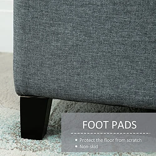 HOMCOM 51 Large Tufted Linen Fabric Ottoman Storage Bench With Soft Close Top - Heather Grey 5 HOMCOM 51 Large Tufted Linen Fabric Ottoman Storage Bench With Soft Close Top - Heather Grey - Image 5