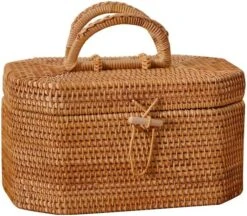 YSJX Kitchen&bedroom Storage Accessories 1 Pack Octagonal Wicker Woven Rattan Woven Storage Box Tea Gift Box Wicker Woven Basket Portable Storage Box Storage Basket -Best Furniture Store 61wzBlKaxL. AC