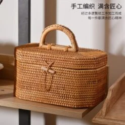 YSJX Kitchen&bedroom Storage Accessories 1 Pack Octagonal Wicker Woven Rattan Woven Storage Box Tea Gift Box Wicker Woven Basket Portable Storage Box Storage Basket -Best Furniture Store 61zS0pPSNzL